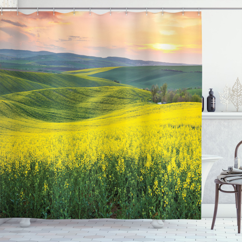 Hills Valley Sunrise Shower Curtain