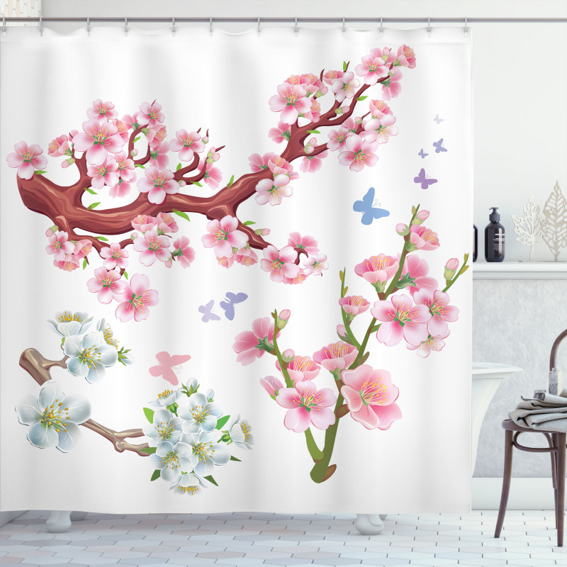 Vivid Flowering Branch Shower Curtain