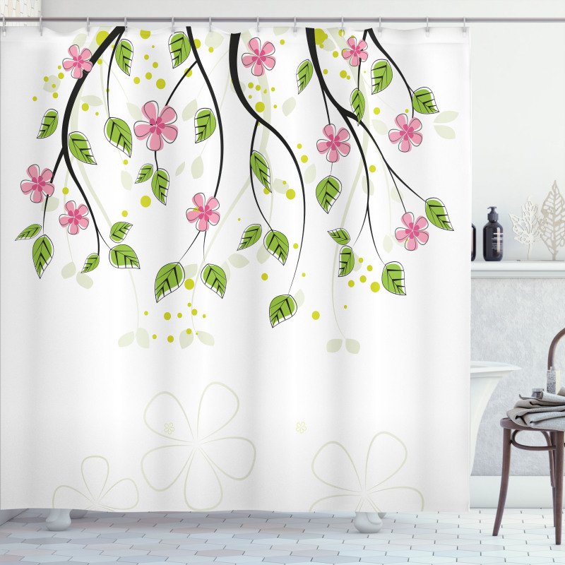 Branch with Flowers Shower Curtain
