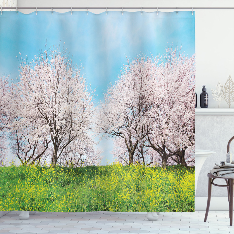 Japanese Spring Flowers Shower Curtain