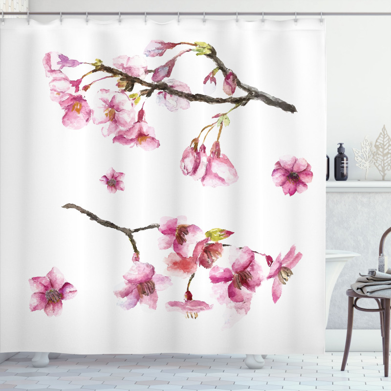 Watercolor Art Flower Shower Curtain