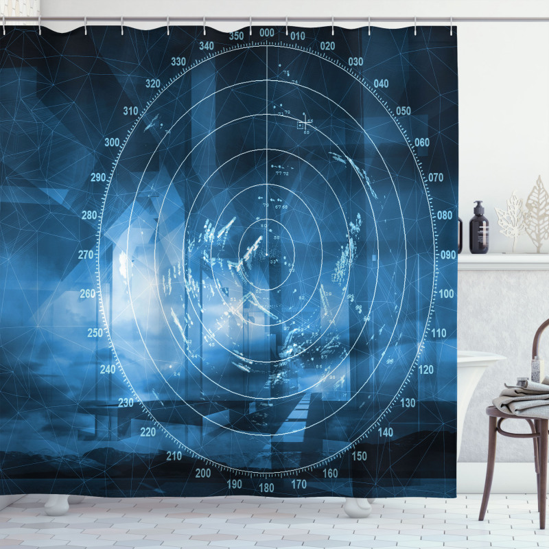 Digital Futuristic Ship Shower Curtain