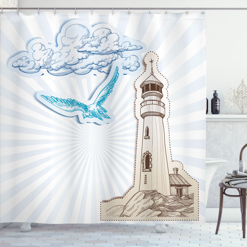 Blue Pop Art Style Shower Curtain