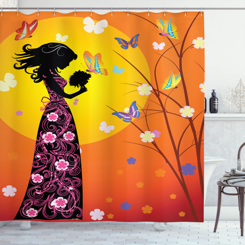 Floral Dress Shower Curtain