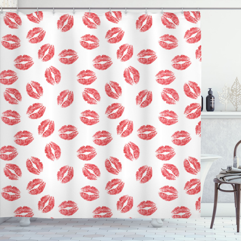 Red Lipsticks Kiss Marks Shower Curtain