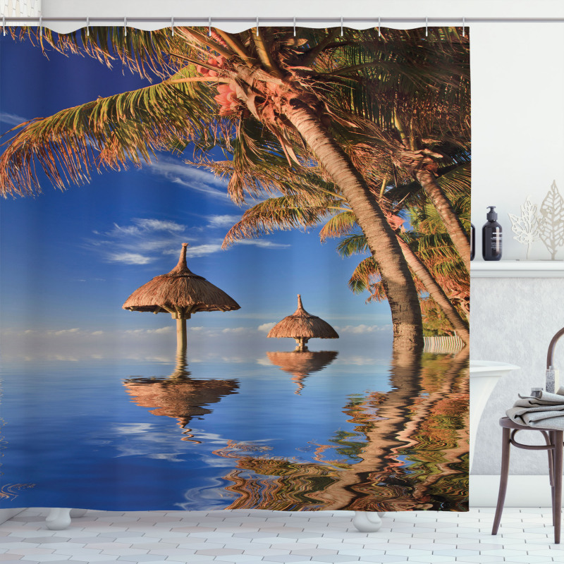 Palm Trees Calm Ocean Shower Curtain