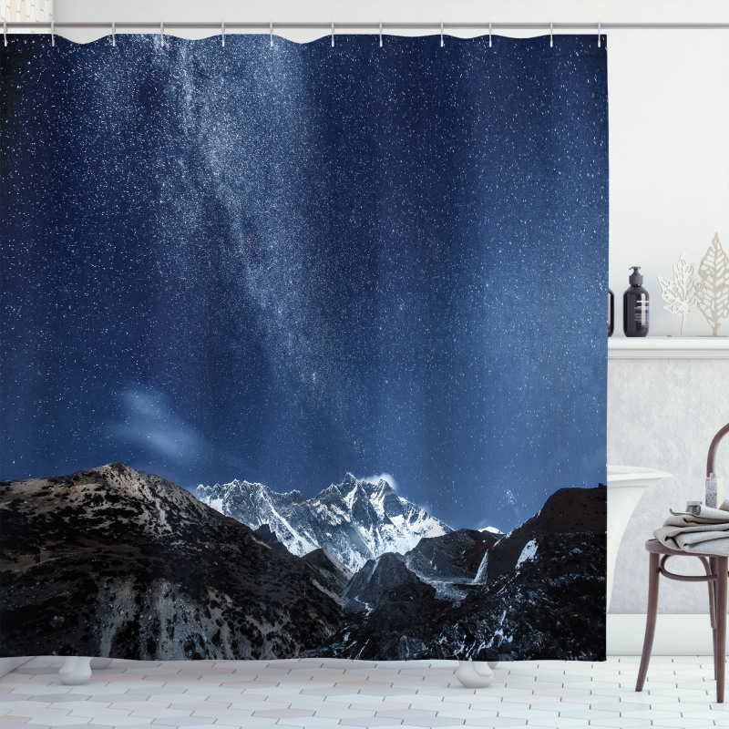 Starry Blue Night Cosmos Shower Curtain
