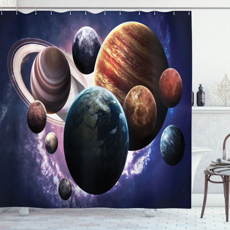 Milky Way Planets Space Shower Curtain