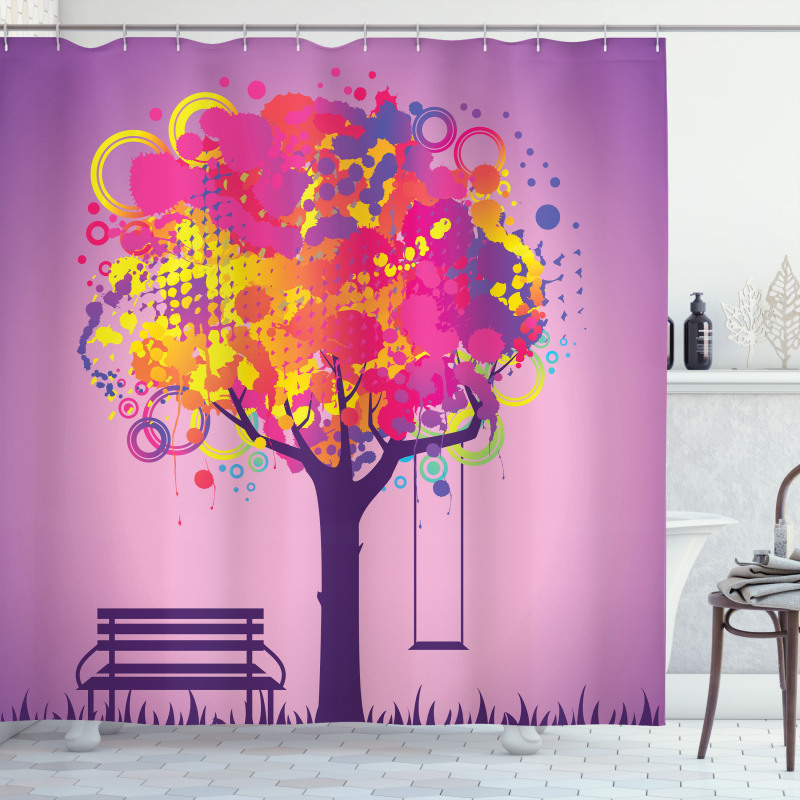 Colorful Leaves Swing Art Shower Curtain