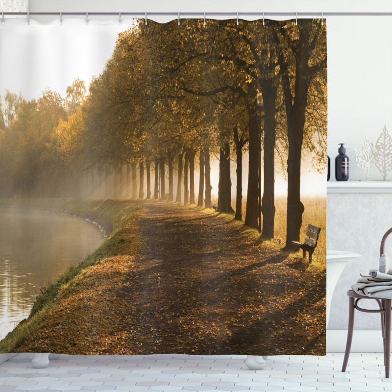 Walkway at Canal Misty Shower Curtain