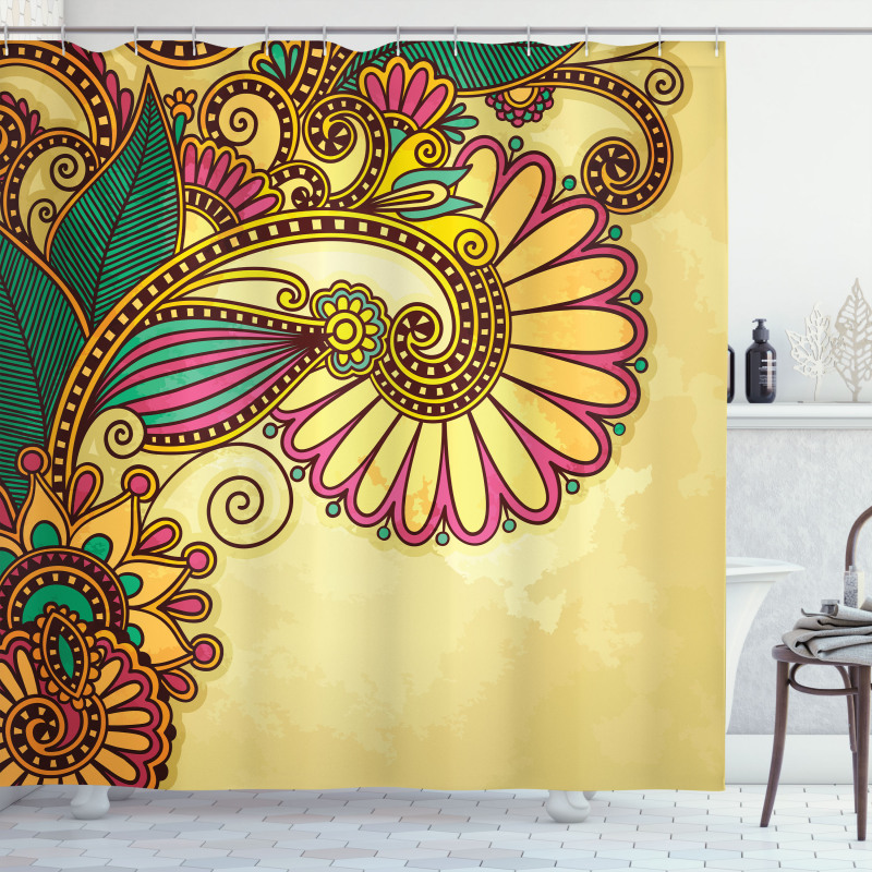 Paisley Flowers Leaves Shower Curtain