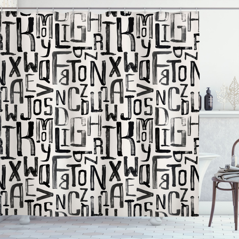 Grunge Letters Pattern Shower Curtain