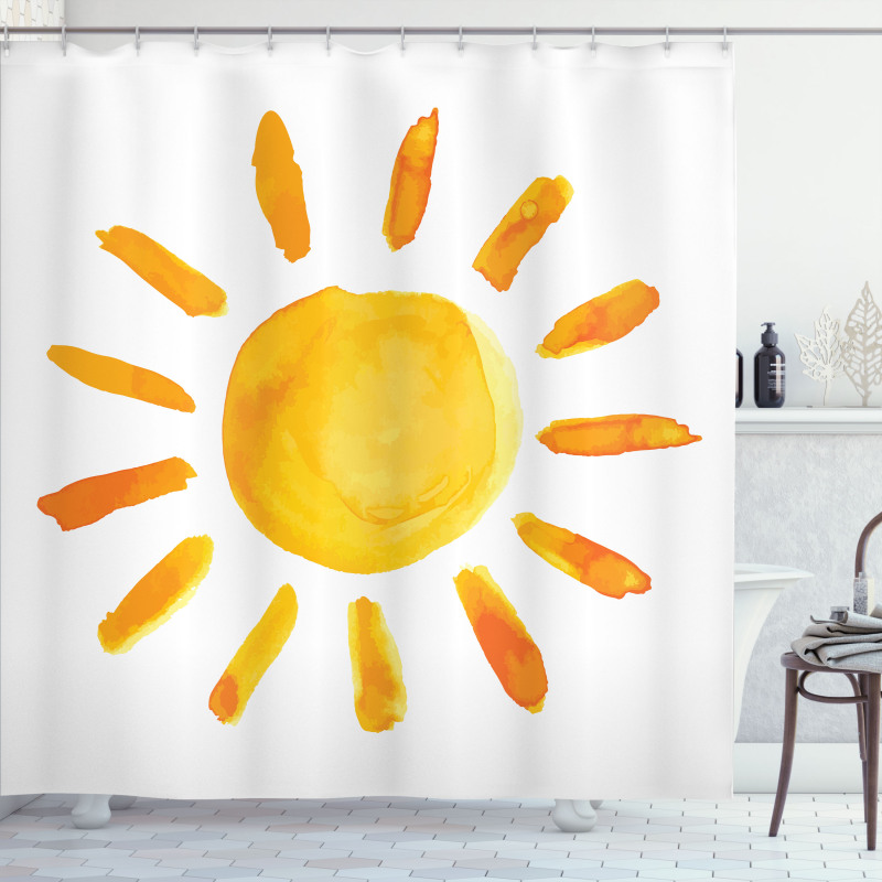 Watercolor Sun Childish Shower Curtain