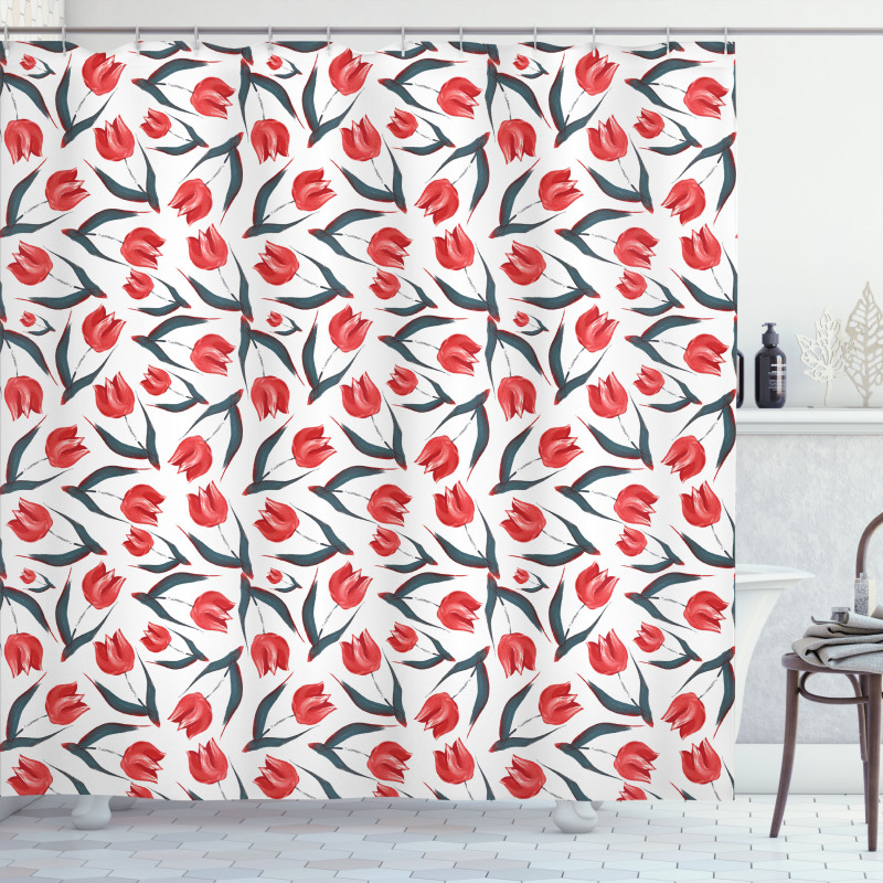 Vintage Inspired Tulips Shower Curtain