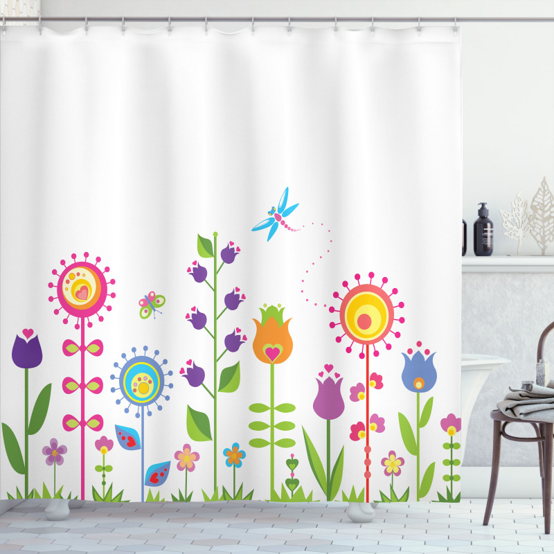 Floral Cartoon Art Shower Curtain