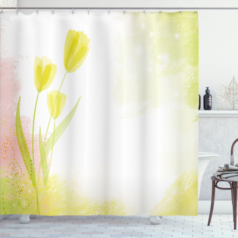 Tulip Flower Watercolor Shower Curtain