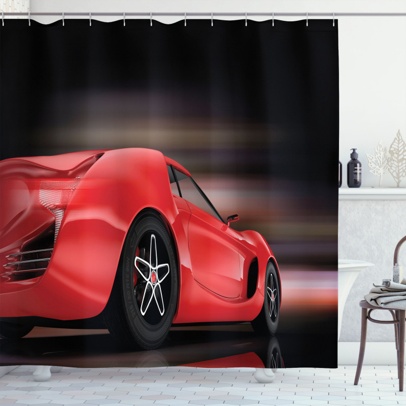 Futuristic Red Sports Shower Curtain