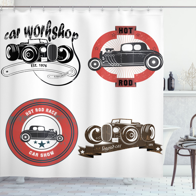 Retro Cars Pop Art Shower Curtain