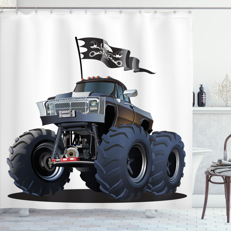 Monster Truck Pirate Shower Curtain