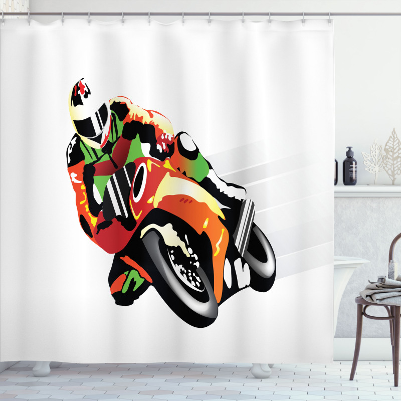 Motorcycle Racer Sport Shower Curtain