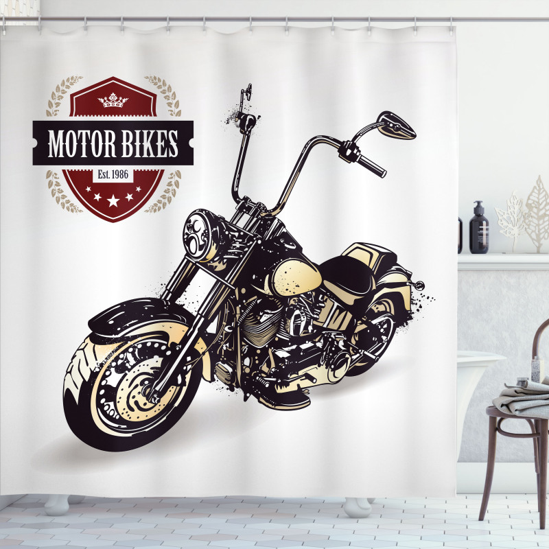 Old Classic Motorcycle Shower Curtain
