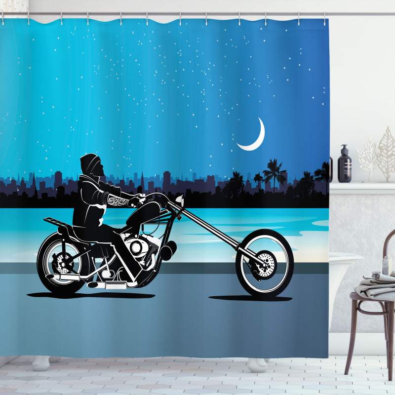 Chopper Motorcycle Shower Curtain