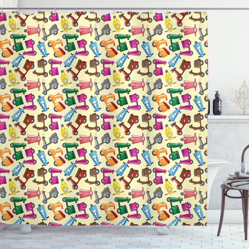 Colorful Motorcycles Shower Curtain