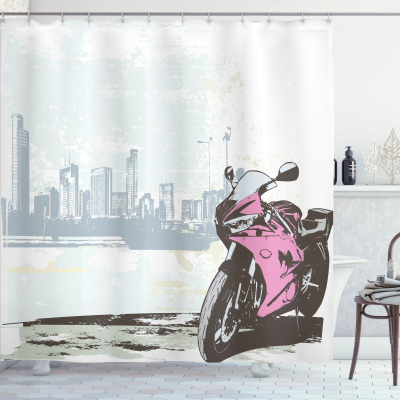 Motorbike by River Shower Curtain