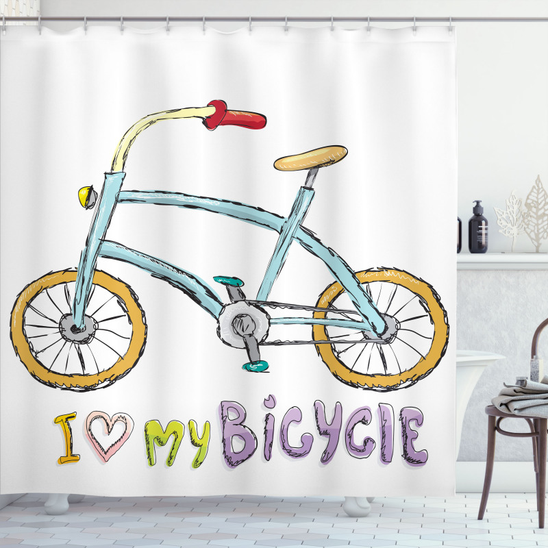 Bicycle Kids Love Words Shower Curtain