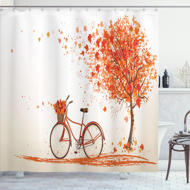 Orange Autumn Tree Shower Curtain