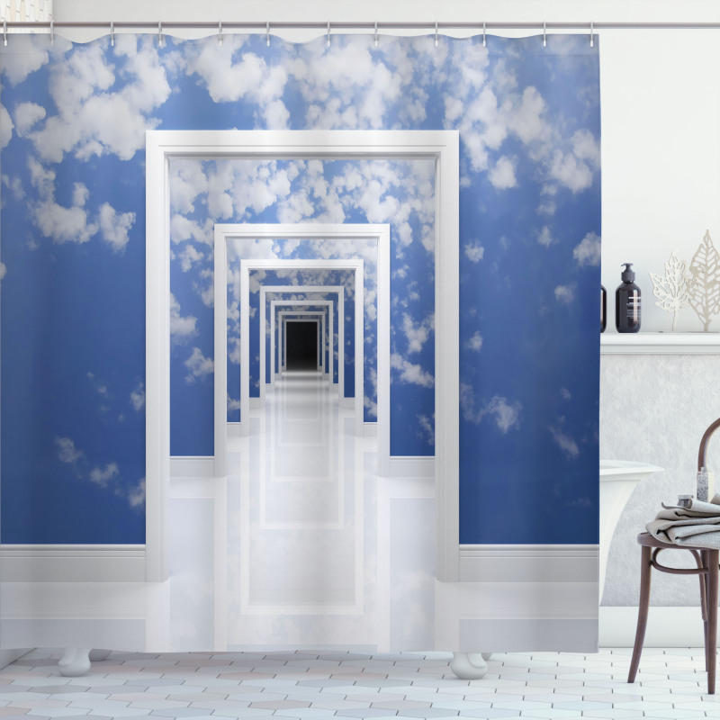 Sky Clouds on Walls Shower Curtain