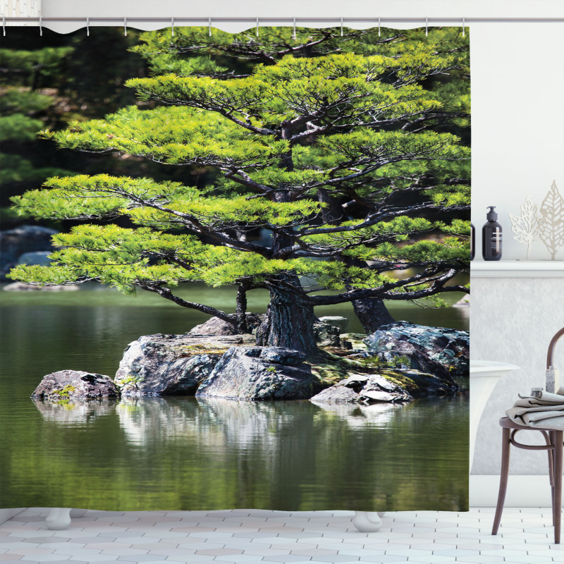 Pine Tree in Lake Shower Curtain