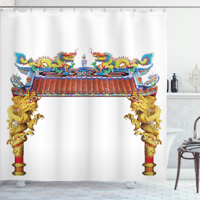 Eastern Building and Dragon Shower Curtain
