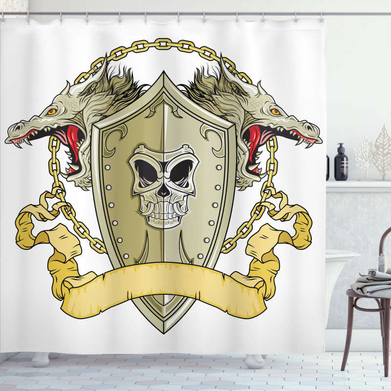 Shield Dragon Medieval Shower Curtain