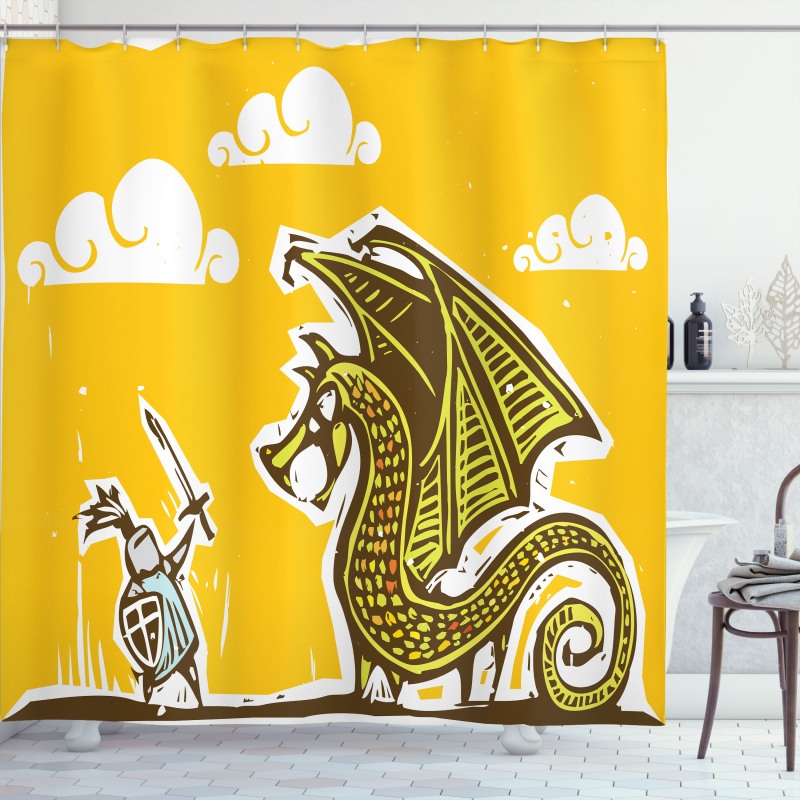 Knight with Dragon Shower Curtain