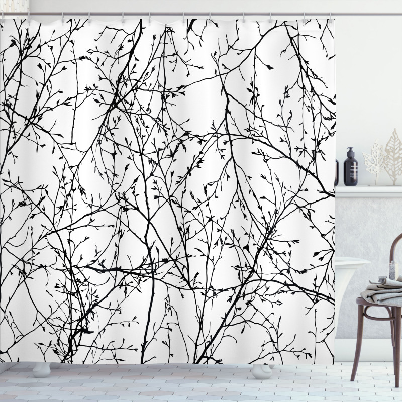 Branches with Leaves Buds Shower Curtain