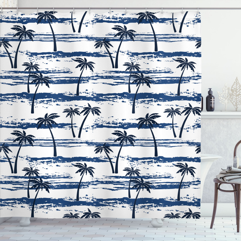 Romantic Sea and Palm Shower Curtain