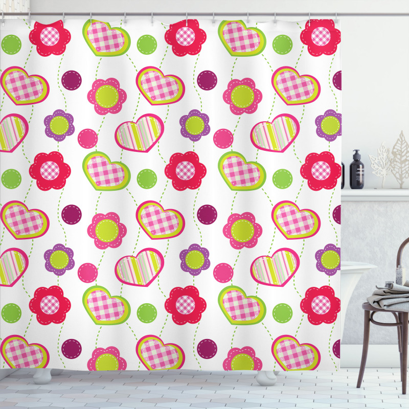 Flowers Heart Shapes Shower Curtain