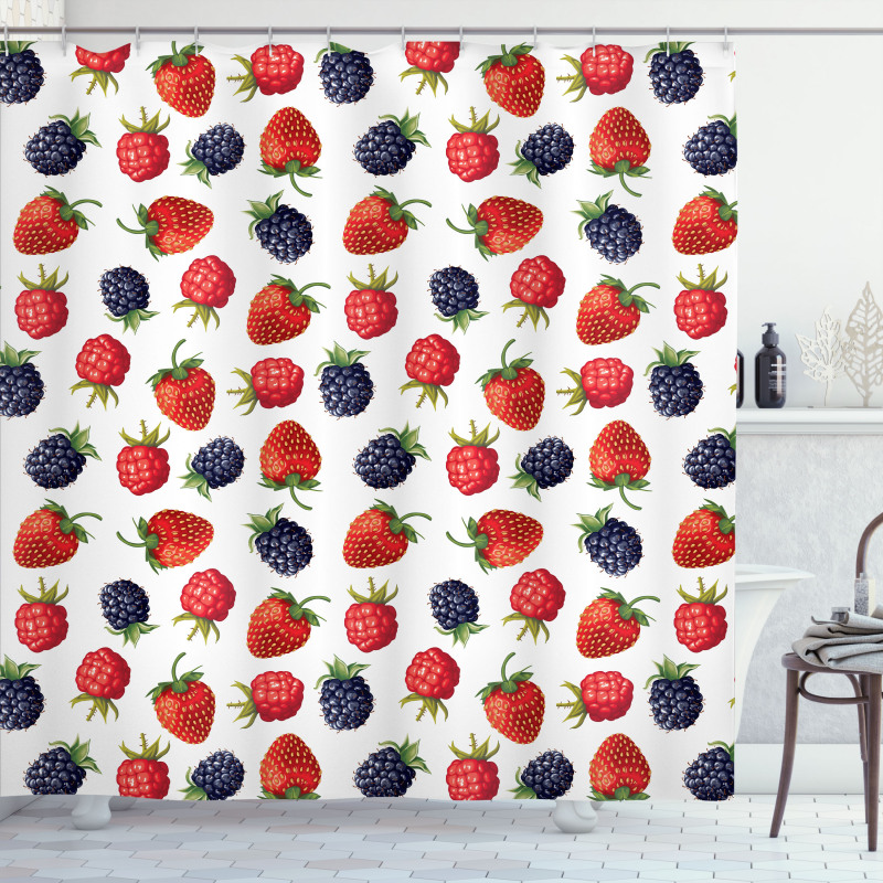 Strawberries Raspberry Shower Curtain