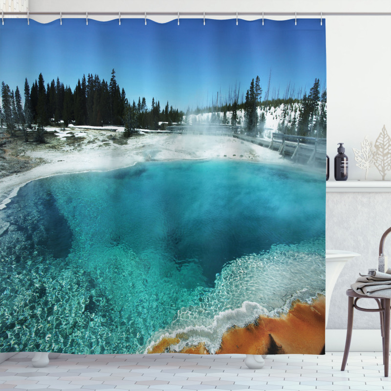 Snowy Forest Pool Shower Curtain