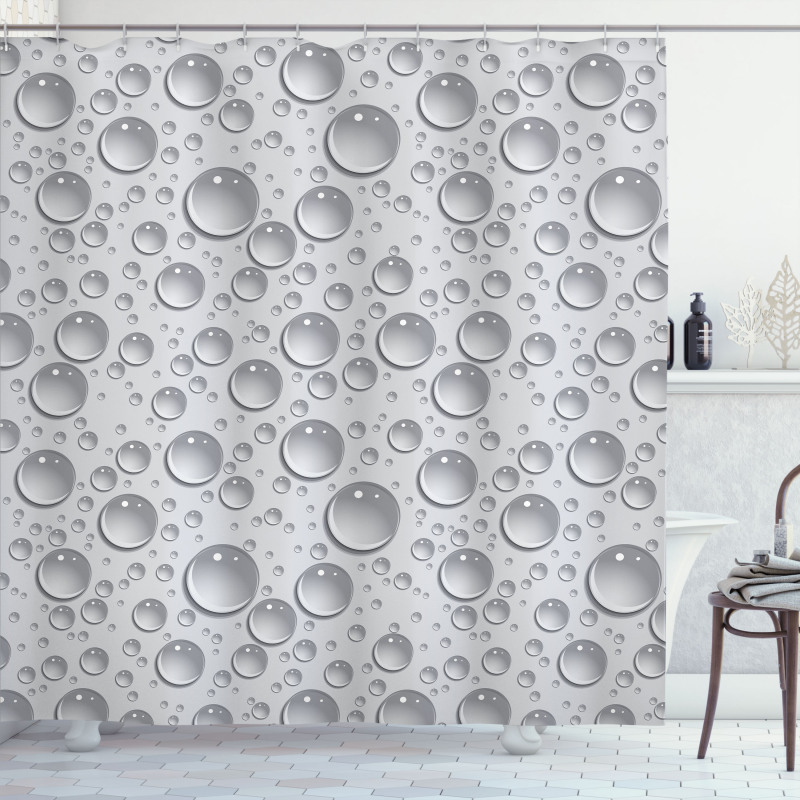 Waterdrops Monochrome Shower Curtain