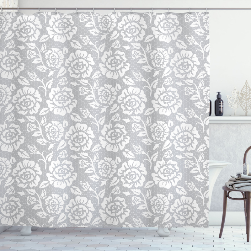 Vintage Style White Roses Shower Curtain