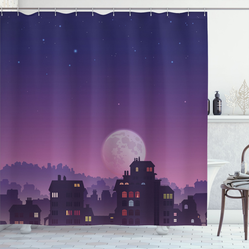 Moon Starry Night Sky Shower Curtain