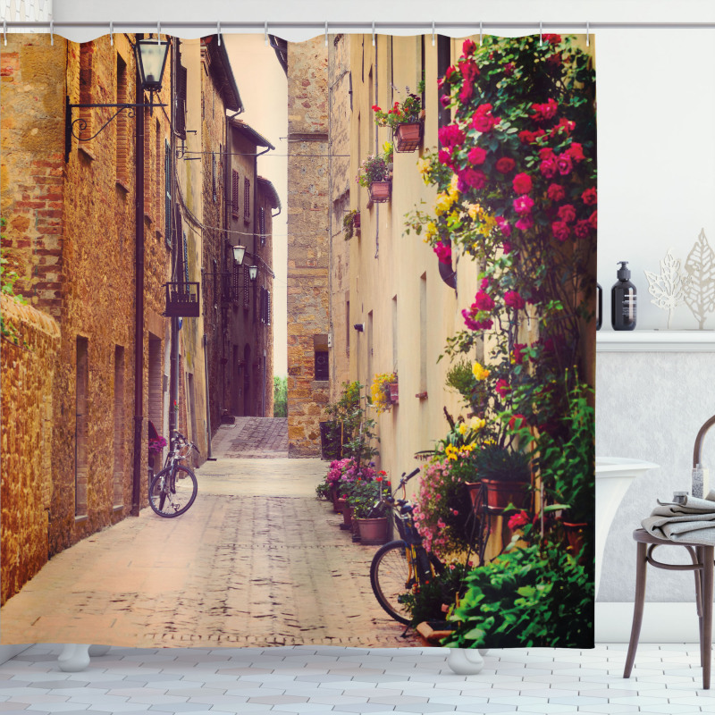 Street in Italy Flowers Shower Curtain
