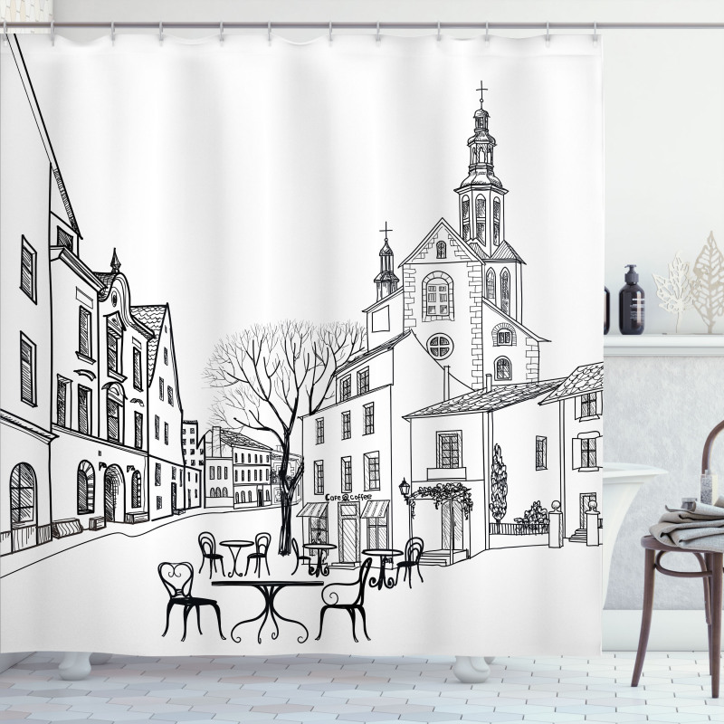 Old City Sketch Shower Curtain