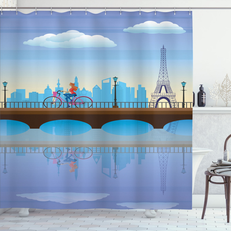 Eiffel Tower Cartoon Art Shower Curtain