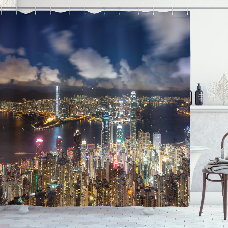Night View Hong Kong Shower Curtain