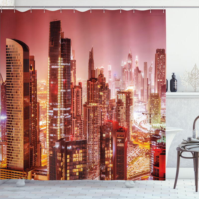 Dubai Night Cityscape Shower Curtain