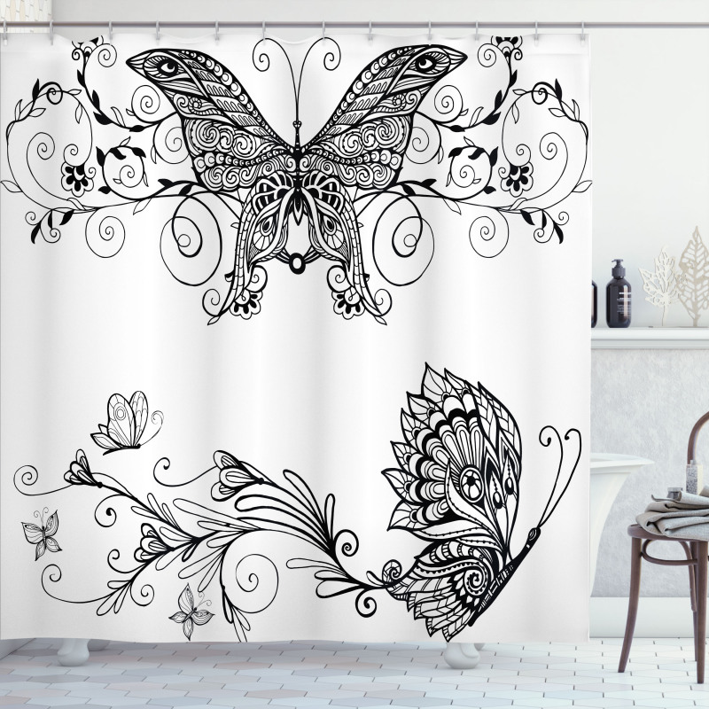 Butterfly Floral Shower Curtain