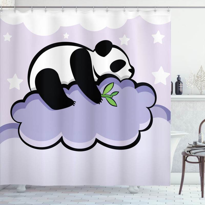 Sleeping Panda on Cloud Shower Curtain
